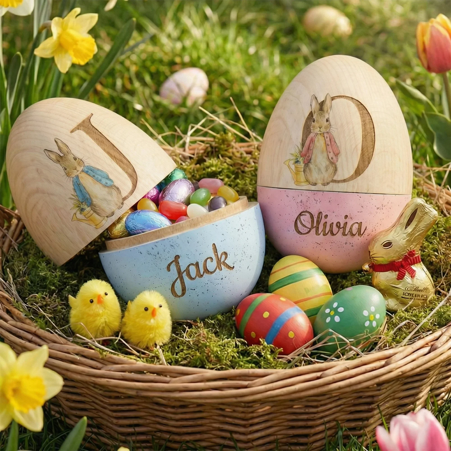 🔥Easter Hot Sale 60% OFF🐣Hollow Wooden Easter Egg-🎁Easter Basket Stuffer Gift for Kids