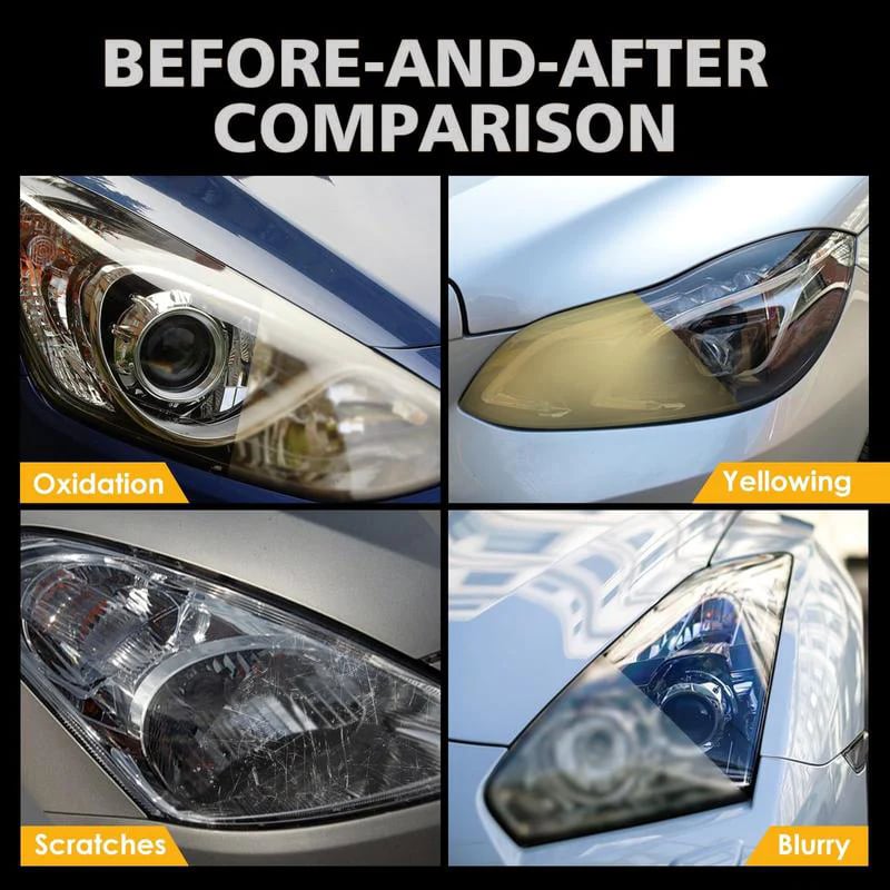 🚗[Headlight Crystal Restorer]— One swipe, and yellowed lenses become crystal clear. Old becomes new, and your headlights shine like brand new! ✨🔦